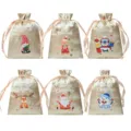 Sacchetti Regalo di Natale in Rasatello con Coulisse Pochette Caramelle Festa 6pz - 6 pezzi/confezione / Oro champagne