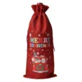 Christmas burlap wine bottle bag for holiday party red champagne gift packaging decor - Wine Red 11