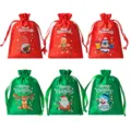 Set di sacchetti regalo natalizi in satin, buste per caramelle festive per decorazioni di feste. - 6 pezzi/confezione / Rosso E Verde