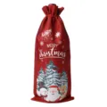 Christmas burlap wine bottle bag red holiday party champagne gift cover with drawstring - Wine Red 13