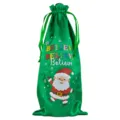 Kerst sateen wijnfles zakje met trekkoord feest champagne cadeauzak groen. - Groen 06