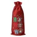 Christmas burlap wine bottle bag red holiday champagne gift packaging with drawstring design. - Wine Red 19