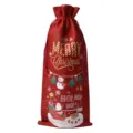 Christmas burlap wine bottle bag red linen holiday gift pouch for party celebration - Wine Red 20