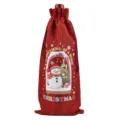 Christmas burlap wine bottle bag holiday party red wine champagne gift packaging pouch - Wine Red 21