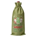 Christmas linen wine bottle bag holiday party red wine champagne gift pouch drawstring - Army Green 03