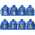 Sacchetti regalo con coulisse in satin di Natale confezione caramelle festa 8 pz - Confezione da 8 Pezzi / Blu zaffiro
