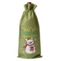 Christmas wine bottle cover burlap gift bag with cute polar bear holiday party decor - Army Green 04