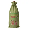 Christmas burlap wine bottle bag green festive gift packaging for holiday party decorations - Army Green 05