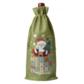 Christmas burlap wine bottle bag, festive green holiday gift pouch with drawstring design for party. - Army Green 08