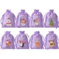 Sacchetti regalo coulisse raso Natale viola caramelle contenitore borse festa fornitura - Confezione da 8 Pezzi / Viola chiaro