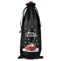 Kerst satijn wijnfles tas trekkoord feest champagne cadeau zakje feestelijke decor - Zwart 12