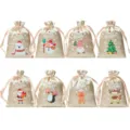 Sacchetti regalo con coulisse in satin di Natale per confezioni caramelle festa e decoro - Confezione da 8 Pezzi / Oro champagne