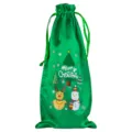 Kerst groen satijn wijnfles zakje met trekkoord, feestelijke geschenkverpakking. - Groen 13