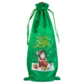 Kerst satijnen koord wijnfles tas voor vakantie feest champagne cadeau verpakking. - Groen 14