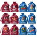 Sacchetti regalo di Natale in satin con coulisse sacchetti caramelle festa set - 12 Pezzi/Confezione / Rosso vino e blu reale