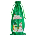 Kerst satin fles wijn tas groen trekkoord champagne cadeautje voor feest decoratie - Groen 16