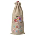 Festive Christmas Burlap Wine Bottle Bag Holiday Gift Cover For Party Table Decor - Linen 09