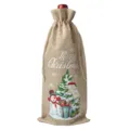 Christmas Burlap Wine Bottle Bag Holiday Party Champagne Gift Cover With Drawstring - Linen 17