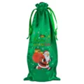 Groene sater kerst wijnfles zak met feestelijke kerstman print vakantie cadeau zakje - Groen 20