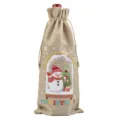 Christmas Burlap Wine Bottle Bag Holiday Gift Wrap Cover with Drawstring for Party - Linen 20