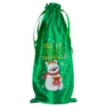 Kerst sating koord wijnfles zak voor feestelijke feest champagne en wijn geschenken. - Groen 21