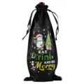 Kerst satijn wijnfles geschenkzak, zwarte trekkoordszak voor feestelijke champagne wijn. - Zwart 22