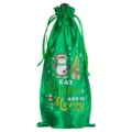 Kerst satijn wijnfles tas trekkoord geschenkzakje voor feestdecoratie en decoratie - Groen 22