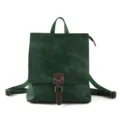 Vintage Green PU Leather Backpack Casual Daily Daypack Retro School Bag for Women - Dark Green
