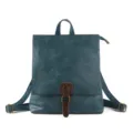 Vintage PU leather women backpack casual daily travel large capacity school book bag - Light Blue
