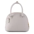 Grey leather dome handbag womens stylish top handle crossbody bag casual commuter purse - Gray