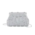 Ασημένια βραδινή τσάντα clutch με στρας, μεταλλική αλυσίδα και κομψό κούμπωμα. - Ασημί