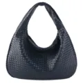 Sac hobo en cuir tressé fait main sac à bandoulière tendance sous les aisselles - Bleu Saphir