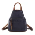 Sac à Dos Vintage en Cuir PU pour Femme Casual Voyage Grand Format Bleu Foncé Tendance - Bleu Saphir