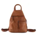 Brown PU leather women backpack casual daypack stylish travel school bookbag daily use. - Brown