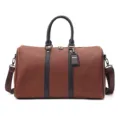 Vintage men's travel duffel bag large capacity brown leather weekender overnight bag - Coffee