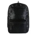 Zaino in pelle intrecciata nera, grande borsa da viaggio casual per computer da uomo. - HB1825 / Nero
