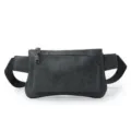 Black frosted leather chest bag, stylish minimalist waist bag for men and casual wear. - Gray