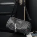 Casual barrel crossbody bag for men and women, stylish cylinder shoulder bag with strap. - Patterned Black Upgraded Version