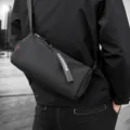 Black cylindrical crossbody bag for men and women, casual fashion shoulder bucket bag. - Black Nylon Version