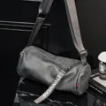 Grey cylindrical crossbody bag for men and women, casual trendy shoulder bag style. - Grey Upgraded