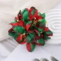 Red green artificial flower hair clip detail close-up, tropical hawaiian style hair accessory for women. - Christmas Colors (Red & Green)