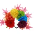 Rainbow flower maple leaf headband colorful party costume hair accessory for festival. - Colorful