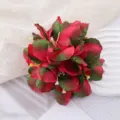 Artificial flower hair clip detail, red green gradient floral Hawaiian vacation hair accessory. - Rainbow
