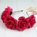 Vintage velvet rose flower headband for women girls elegant hair hoop floral hair accessories - Rose Red