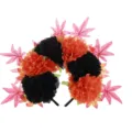 Halloween flower headband with black orange chrysanthemums and pink maple leaves for party. - Black & Orange