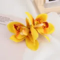Exquisite double yellow orchid artificial flower hairpin, perfect for bohemian vacation hair styling. - Yellow