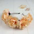 Exquisite fabric rose flower headband, 8cm vintage diamond velvet floral hair hoop for photos. - Champagne