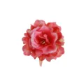 Detailed view of a pink artificial peony flower hair clip, perfect for bohemian styles. - Magenta
