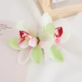 Doble flor gran orquídea simulación pinza de pelo estilo bohemio tocado de vacaciones para mujer - Verde claro