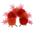 Artificial flower headband Halloween party maple leaf costume hair hoop holiday accessory - Red Orange
